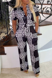 White Fashion Casual Print With Belt Regular Jumpsuits