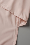 Khaki Casual Solid Patchwork Buckle Slit Asymmetrical Mandarin Collar Shirt Dress Dresses