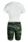 Army Green Casual Print Patchwork O Neck Short Sleeve Two Pieces
