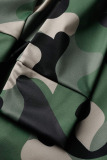 Green Casual Street Print Camouflage Print Asymmetrical High Waist Type A Full Print Bottoms