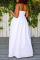 White Sexy Solid Bandage Patchwork Asymmetrical Spaghetti Strap Straight Dresses