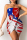 Red Blue Fashion Sexy Print Patchwork Backless Strapless Sleeveless Dress