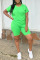Green Casual Solid Patchwork O Neck Short Sleeve Two Pieces