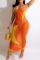 Orange Fashion Sexy Solid Bandage Split Joint See-through Backless Halter Sleeveless Dress