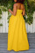 Yellow Sexy Solid Bandage Patchwork Asymmetrical Spaghetti Strap Straight Dresses