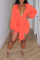 Tangerine Red Casual Solid Patchwork V Neck Pencil Skirt Dresses