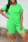 Green Casual Solid Patchwork O Neck Short Sleeve Two Pieces