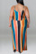 Blue Sexy Striped Print Patchwork Spaghetti Strap Sling Dress Plus Size Dresses