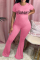 Pink Fashion Casual Letter Print Basic O Neck Skinny Jumpsuits