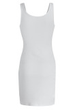 White Casual Solid Patchwork U Neck Pencil Skirt Dresses