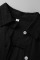 Black Casual Solid Patchwork Buckle Turndown Collar Shirt Dress Dresses