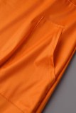 Orange Fashion Casual Print Patchwork V Neck Sleeveless Dress
