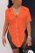 Orange Fashion Casual Solid Asymmetrical Turndown Collar Tops