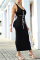 Black Fashion Sexy Print Bandage Backless U Neck Sleeveless Dress Dresses