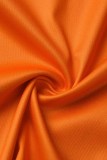 Orange Fashion Casual Print Patchwork V Neck Sleeveless Dress