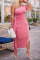 Pink Elegant Solid Split Joint Flounce Fold Oblique Collar Dresses