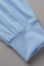 Blue Casual Print Split Joint U Neck Regular Jumpsuits