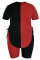 Black Red Casual Solid Bandage Split Joint Asymmetrical O Neck Plus Size Two Pieces