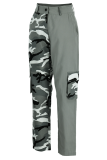 Camouflage Casual Camouflage Print Patchwork Harlan Mid Waist Harlan Full Print Bottoms