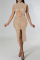 Black Sexy Patchwork Hot Drilling Hollowed Out See-through Slit Half A Turtleneck Sleeveless Dress