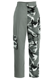 Camouflage Casual Camouflage Print Patchwork Harlan Mid Waist Harlan Full Print Bottoms