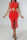 Red Sexy Patchwork Hot Drilling Hollowed Out See-through Slit Half A Turtleneck Sleeveless Dress
