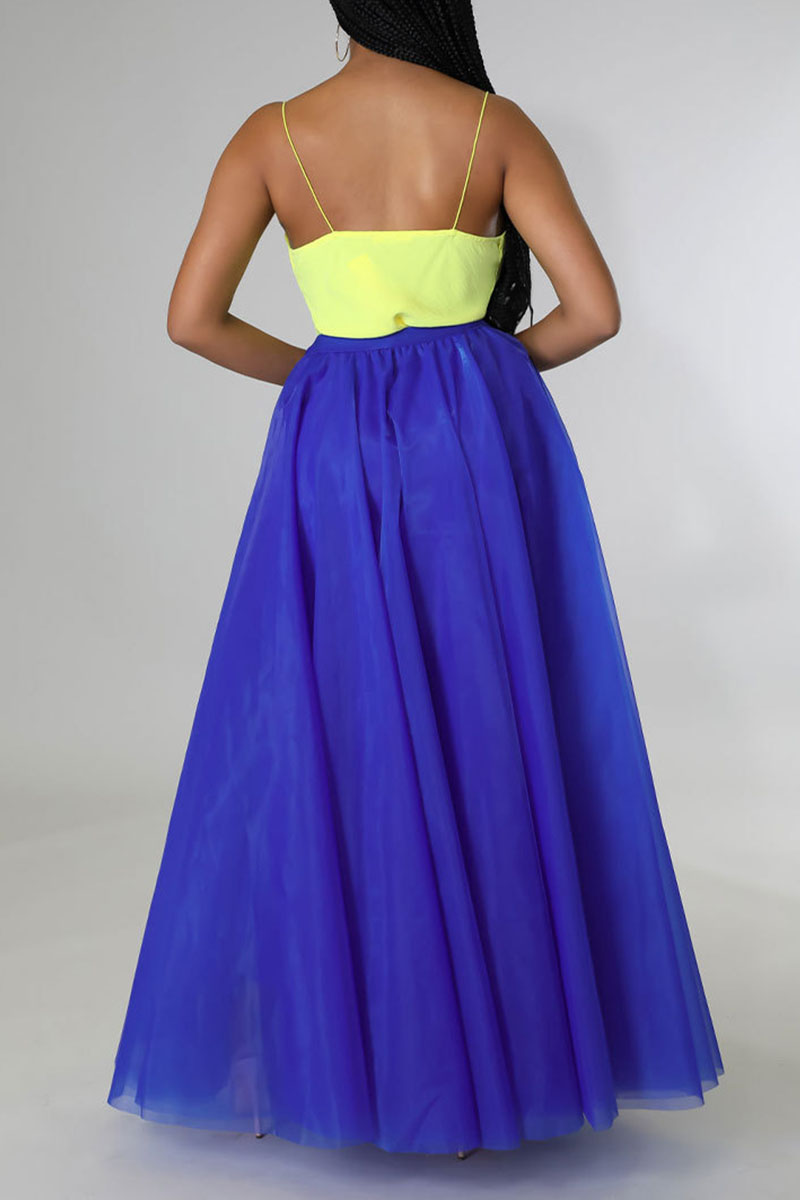 Elegant Solid Mesh Loose High Waist Type A Patchwork Bottoms