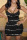 Black Sexy Striped Print Patchwork Spaghetti Strap One Step Skirt Dresses