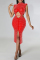 Black Sexy Patchwork Hot Drilling Hollowed Out See-through Slit Half A Turtleneck Sleeveless Dress