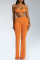 Orange Sexy Casual Solid Backless Vests Spaghetti Strap Sleeveless Two Pieces