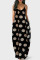 Black Sexy Casual Dot Print Backless Spaghetti Strap Long Dress