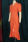 Tangerine Casual Elegant Solid Split Joint Buttons Flounce Asymmetrical Turn-back Collar Straight Dresses