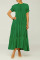 Green Casual Solid Patchwork Fold O Neck A Line Dresses