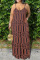 Brown Sexy Print Patchwork Spaghetti Strap Sling Dress Dresses