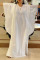 White Elegant Solid Split Joint Flounce O Neck Irregular Dress Dresses