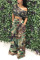 Camouflage Casual Print Camouflage Print Patchwork High Waist Wide Leg Full Print Bottoms