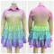 Colour Fashion Casual Gradual Change Print Patchwork Turndown Collar A Line Plus Size Dresses