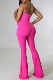 Green Fashion Sexy Solid Hollowed Out Backless Spaghetti Strap Skinny Jumpsuits