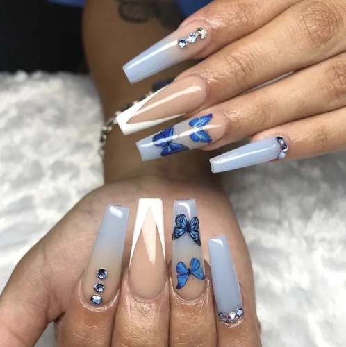 Blue Fashion Graffiti Patchwork Nail Paste
