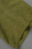 Green Yellow Elegant Solid Bandage Patchwork Backless Half A Turtleneck A Line Dresses