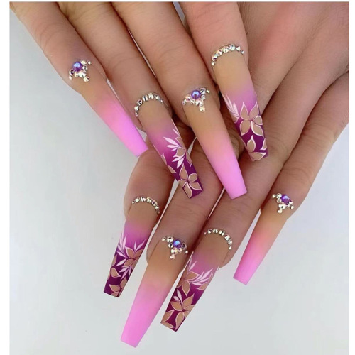 Pink Purple Fashion Graffiti Patchwork Nail Paste
