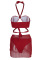 Red Sexy Solid Bandage Split Joint Draw String Fold Swimwears