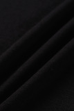 Black Sexy Casual Plus Size Solid Pocket Spaghetti Strap Long Dress