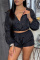 Black Fashion Casual Solid Patchwork Hooded Collar Long Sleeve Two Pieces