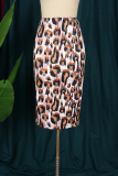 Leopard Print Fashion Casual Print Leopard Basic Skinny High Waist Skirt