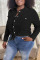 Black Fashion Casual Solid Patchwork Turndown Collar Long Sleeve Regular Denim Jacket