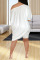 White Fashion Casual Solid Asymmetrical Oblique Collar Half Sleeve Two Pieces
