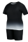 Black Casual Patchwork Tie-dye O Neck Plus Size Two Pieces