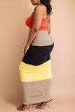 Tangerine Sexy Solid Patchwork Strapless One Step Skirt Plus Size Dresses