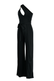 Black Sexy Solid Hollowed Out One Shoulder Straight Jumpsuits